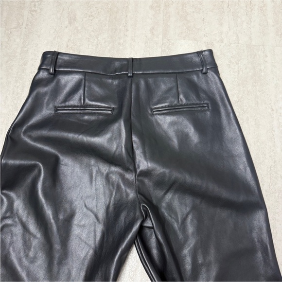 7 For All Mankind Black Faux Leather Wide Leg Pants - Picture 4 of 7